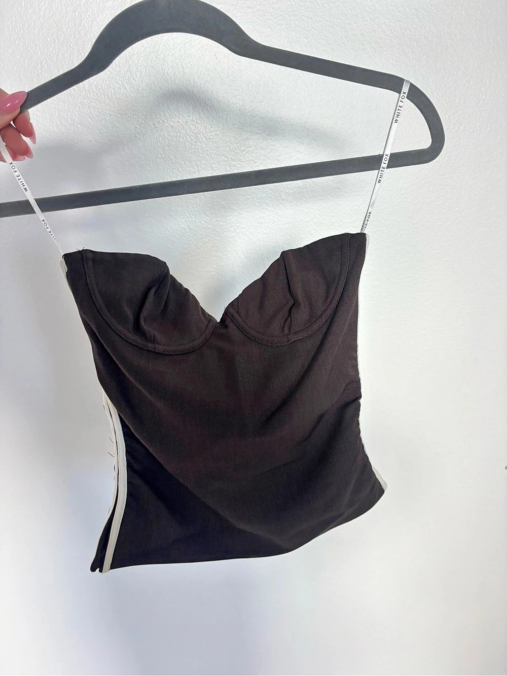 White Fox Black Crop Top Size XS Like New